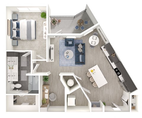 a1 floor plan  1 bedroom with 2 baths  129